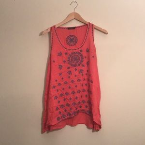 Coral and blue tank top